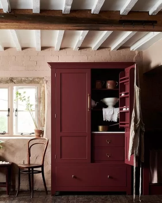 interior with burgundy
